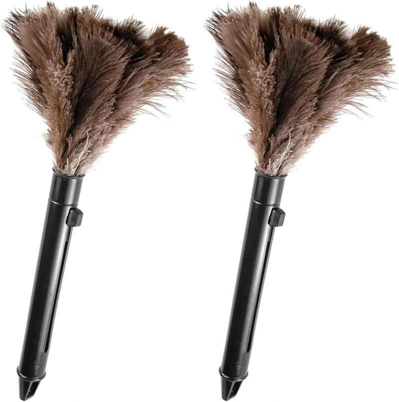 FeelfunFeather Retractable Feather Duster-Genuine Ostrich Feathers,Anti-Static,Reusable Eco-Friendly Handheld Cleaning for Keyboard,Home,Car,Office (10 to 15 Inches) 2 Pack - Image 1